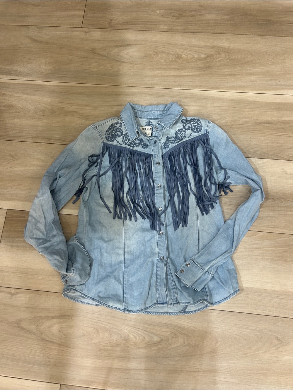 Idyllwind Light Blue Denim Fringe Western Button-Down Shirt
